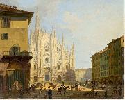 Giovanni Migliara Veduta di piazza del Duomo in Milano France oil painting artist